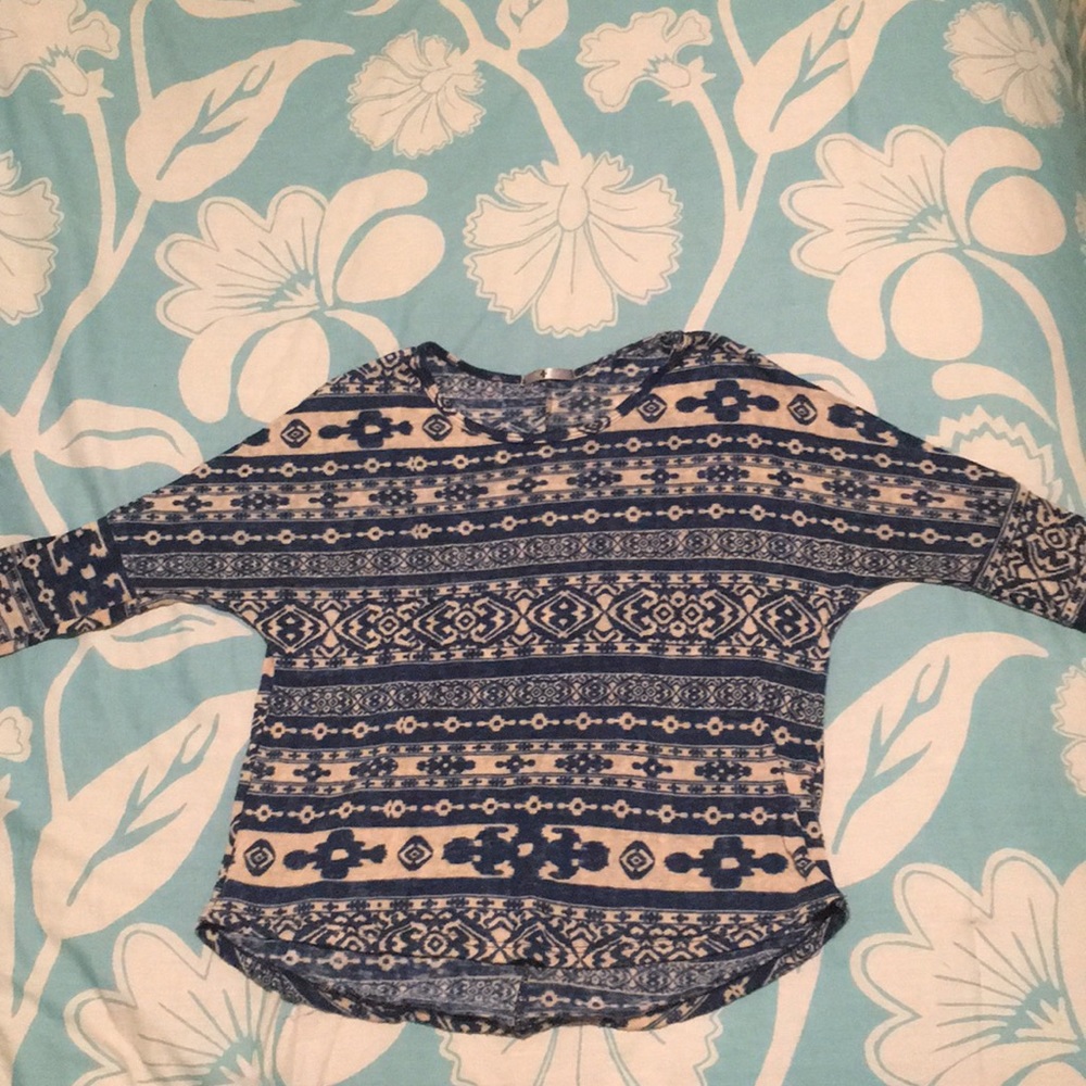 Blue and cream patterned shirt